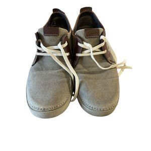 Clarks Mens Brown Grey Leather Round Toe Lace-Up Casual Boat Shoes Size 9 US